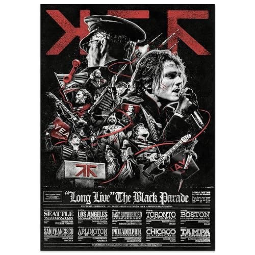 My Chem Tour Poster, Long Live The Black Parade Art Print, MCR, Music Poster, Room Decor, Wall Art, No Frame Size A2 (42 x 59.4 cm) - Image 1