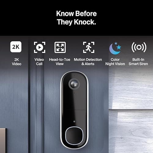 Arlo Video Doorbell 2K (2nd Gen, Latest Release), Wireless or Wired, Package Detection, Person & Vehicle Recognition, 1-Month Secure Plan, 2-Way Audio, Night Vision, Head to Toe Video View thumbnail 5