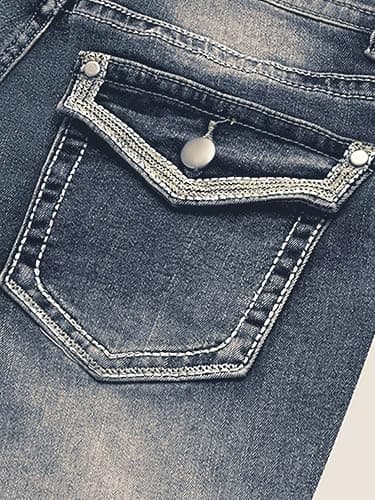 Flamingals Boot Cut Jeans for Women Trendy Stretch Jeans Butt Lifting Tummy Control Denim Pants Sea Blue 2XL thumbnail 3