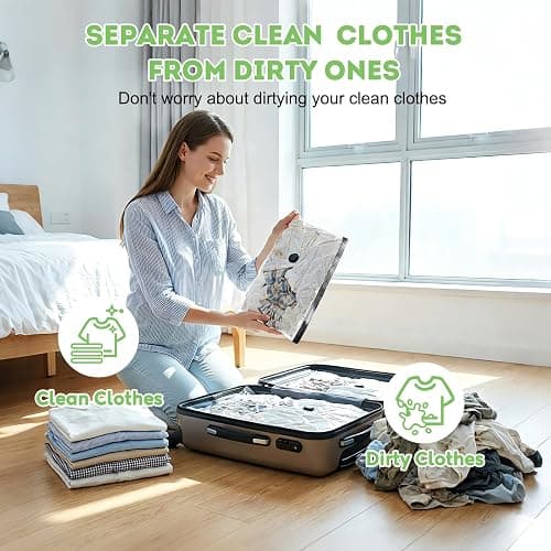 Mapambo Vacuum Storage Bags with -60000Pa USB Pump, 15 Pack Vacuum Seal Bags for Clothing Travel in 3 Sizes, Travel Vacuum Bags with Pump, Saving up to 80% of Luggage Space (15 Combo Size) thumbnail 7