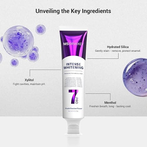 MSDRWIKEY Popping 7Pro Deep Whitening Toothpaste with 7 Probiotics - Advanced Formula for Stain Removal and Gum Health - Fluoride-Free, Enamel-Safe, Fresh Mint Flavor, 4.23 oz (3) thumbnail 5