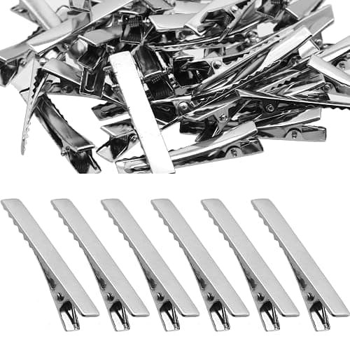 Silver Metal Alligator Hair Clips Pins 100 Pcs Flat Top with Teeth For Hairdressing Salon Hair Grip Arts and Crafts Projects Hairpins for Women and Hairdresser(Alligator clip 55mm) thumbnail 2