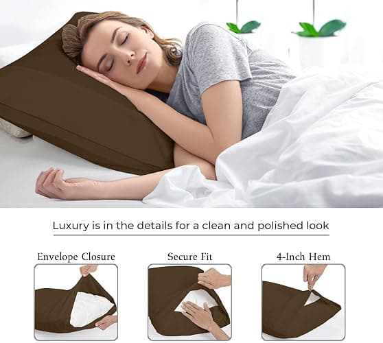 Royale Linens Standard Pillowcase Set of 2 Bed Pillow Case 20x26 Inch Brown Pillowcases 1800 Brushed Microfiber Wrinkle and Fade Resistant Soft and Cozy Standard Size (Hours, thumbnail 8
