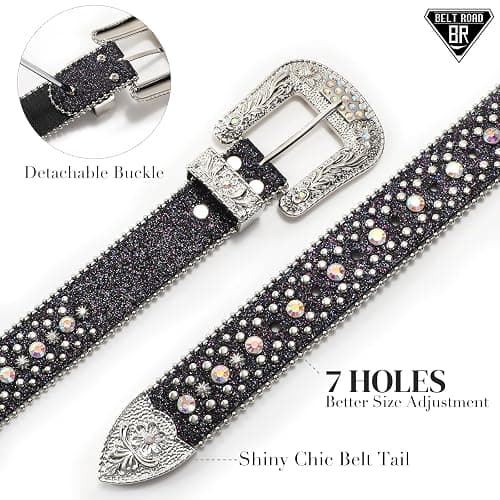 BELTROAD Rhinestone Belt Goth Bling Belts for Women and Men Western Cowboy Cowgirl Belts for Jeans, Halloween Belt thumbnail 4