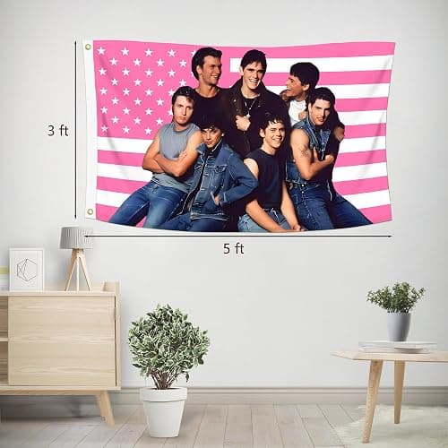 3x5 Foot The Outsiders Decorative Flag with 2 Brass Grommets for Indoor Outdoor, Double Stitched, Wall Hanging Tapestry Room Decor, College Dorm Decorations (PINK AMERICAN, 3x5 ft) - PINK AMERICAN - 3x5 ft thumbnail 3
