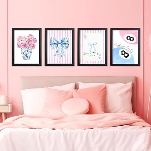 FUQWZ Pink Coquette Room Decor Set of 4 (12x16in, Unframed) - Pink and Blue Wall Art - Posters for Room Aesthetic (063-BIG) thumbnail 5