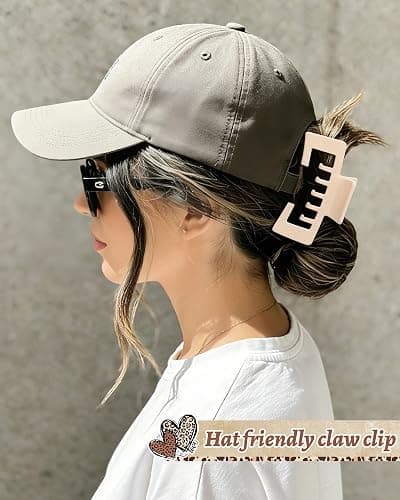 Hat-Friendly Claw Clips for Baseball Caps - 4 Pcs Trucker Hat Hair Clips for Women, Claw Clips for Thick Hair Hat Hairstyles, Gifts Hair Accessories thumbnail 4
