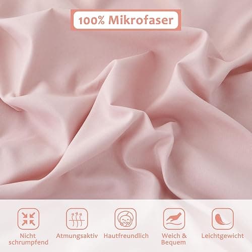 TOCOMOA Rüschen Bettwäsche 135x200 Mädchen, Aesthetic Bettwäsche-Sets Mikrofaser, Öko-Tex Zertifiziert, Weich Rosa Bettbezug mit Reißverschluss, Kopfkissenbezug 80x80cm thumbnail 4