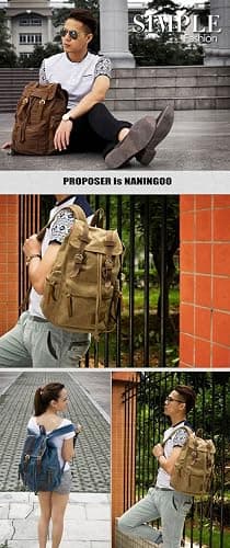 YUHAN Canvas Backpack Unisex Vintage Casual Rucksack Laptop Daypacks MacBook Bag Schoolbag Student Bookbag Satchel Hiking Camping Bag Coffee thumbnail 6