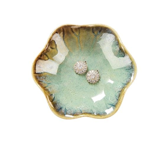 JAMEND CLXP 2PCS Ring Holder Dish, Small Key Bowl, Ceramic Trinket Tray Jewelry Dish Organizing Necklace Earrings for Mom Friend Sister, All Jewelries Are NOT Included. Light Green+Crystal Green.… thumbnail 5