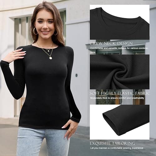 TYCTOS 5 Pack Long Sleeve Tops for Women Stretchy Fitted Long Sleeve Shirt Women Crew Neck Basic Tops for Woman Tops thumbnail 4