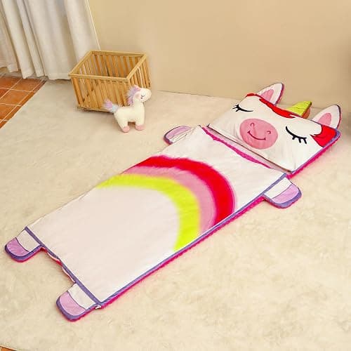 Rabtero Kids Sleeping Bag, Toddlers Nap Mat, Girls Sleeping Mat for Daycare Preschool, Slumber Bag, Pillow, Blanket 3 in 1 thumbnail 2