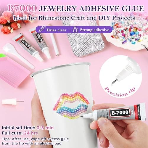 50000pcs Rhinestones for Bedazzling, 51 Grids Bedazzler Kit with Rhinestone | Mixed Sizes Sliver and 3mm Resin Jelly Rhinestones, Flatback Gems, 13 Reusable Stencil, 3Pcs B7000 Glue for Nail Diamond Art thumbnail 5