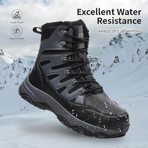 Suiyfit Snow Boots for Men Waterproof Mid Calf Winter Hiking Boot Durable Warm Fur Lined Boot Non-Slip Warm Climbing Shoes thumbnail 3