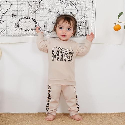 Kupretty Baby Girl Fall Winter Clothes Toddler Outfit Letters Graphic Crewneck Sweatshirts + Joggers Pants Set thumbnail 2
