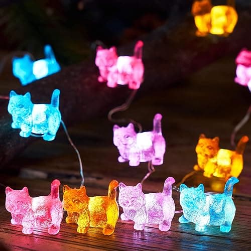 JASHIKA Cat String Lights Kawaii Deco Kitty Fairy Decorative Lights 10ft 30LED Battery Operated Novelty Lighting for Outdoor Wedding Camping Tent Baby Shower Bedroom Birthday Party thumbnail 7