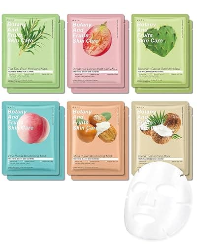 Face Masks Skincare Kit,12 Pack Variety Moisturizing Face Sheet Masks, Hydrating Calming Brightening Face Masks for All Skin Type, Sheet Facial Mask Set Birthday Spa Party Gift for Teens Girls Women-D - Image 1