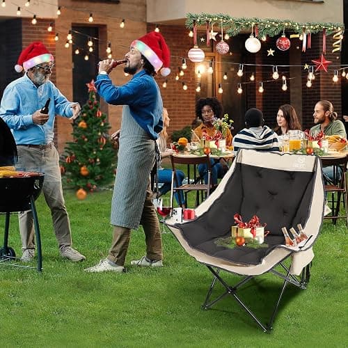 Nice C Padded Camping Chair, Oversized Camping Chairs, Oversized Thick Padded Folding Chairs, Outdoor Sports Chair, Heavy Duty, with Cooler Bag, Cup Holder, Side Pockets (2 Pack) thumbnail 9