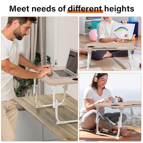 Lap Desk for Bed, Adjustable Laptop Desk with USB Charging Port, Storage Drawer & Bookshelf — Foldable Bed Desk for WFH & Students, 23.6" Desktop Fits 18" Laptop, Non-Slip, Glacier thumbnail 7