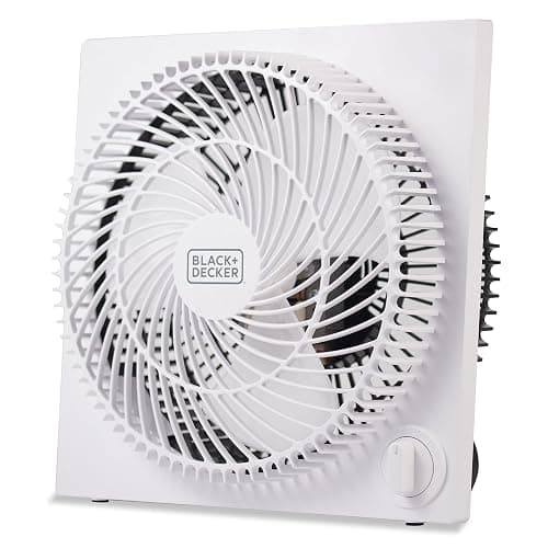 BLACK+DECKER 9-Inch Frameless Box Fan, Freestanding Desk Fan with 3-Speed Settings, Portable Fan for Home Office or Garage, BFB09W, White - Image 1