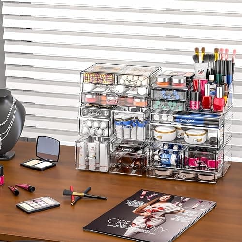 SUOXING Clear Acrylic Makeup Organizer for Vanity,Bathroom,Dresser,6 Drawer Cute Make up Organizers for Counter,Plastic Countertop Makeup Storage for Beauty,Jewelry,Brush,Cosmetic,Skin Care Organizer thumbnail 5