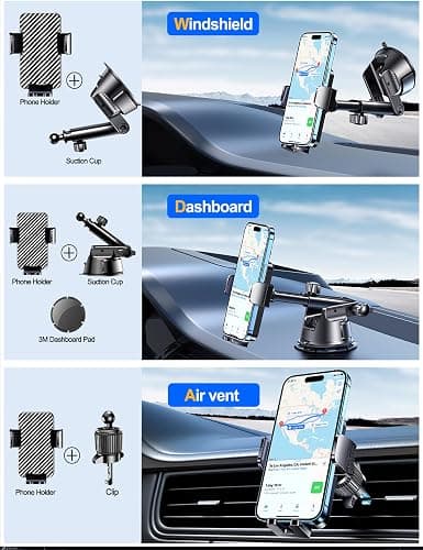 Qifutan Dash Mounted Holders Phone Holders for Your Car Phone Mount for Car Windshield Dashboard Air Vent Universal Desk Mounts Hands Free Automobile Cell Phone Holder Fit for iPhone Smartphone thumbnail 4