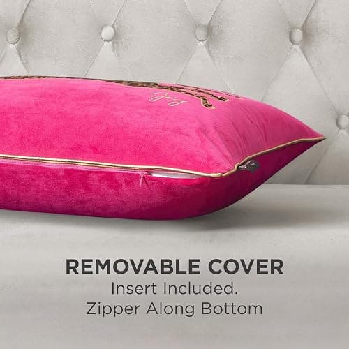Juicy Couture Reversible Velvet Cheetah Pillow, 14" x 24" Decorative Pillow, Hot Pink thumbnail 5