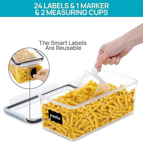 Vtopmart Airtight Food Storage Containers with Lids 4PCS Set 3.2L, Plastic Spaghetti Canisters for Pasta organizer, BPA Free Air Tight Kitchen Pantry Organization thumbnail 7