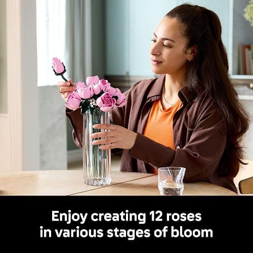 LEGO Botanicals Bouquet of Pink Roses Artificial Flowers - Building Blocks for Adults, Ages 18+ - Flowers for Home Office, Shelf or Room Decor - Gift for Women & Men - 10374 thumbnail 4