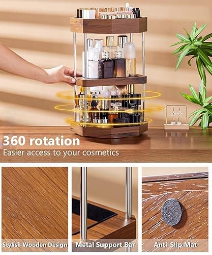 Homde Makeup Organizer 360 Degree Rotating Cosmetic Storage Display Perfume Organizer Cologne Organizer thumbnail 5