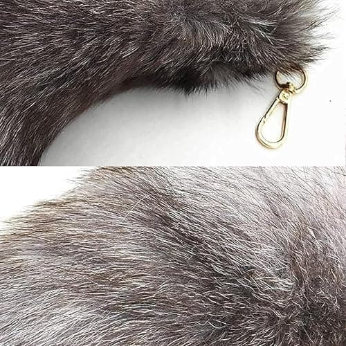 JBLJDWD Fox Tail, Therian Tail, Hanging Furry Tail Keychain Decorative Personalized Animal Keyring Long Charm Gift for Handbag Backpack Cosplay - Grey thumbnail 3