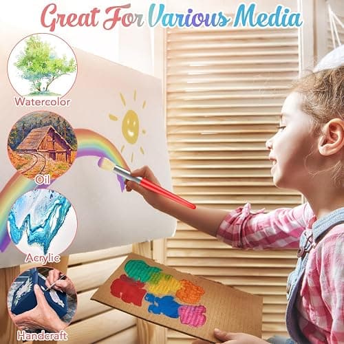Paint Brushes for Kids, 10 Pcs Big Washable Chubby Toddler Paint Brushes, Easy to Clean & Grip Round and Flat Preschool Paint Brushes with No Shed Bristle for Acrylic Paint, Washable Paint thumbnail 7