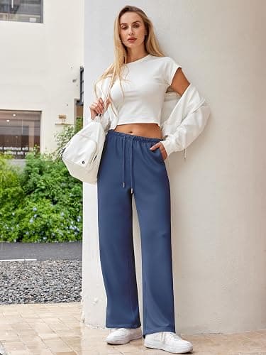 JEKAOYI Wide Leg Sweatpants for Women High Waisted Baggy Sweat Track Pants Drawstring Casual Lounge Pants with Pockets thumbnail 3