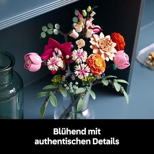 LEGO Botanicals Schöner Rosafarbener Blumenstrauß - Blumendeko - Bauset für Erwachsene - Dekorative Gänseblümchen, Kornblumen, Rosen und Holunderblüten zum Ausstellen - Bürodekoration 10342 thumbnail 7