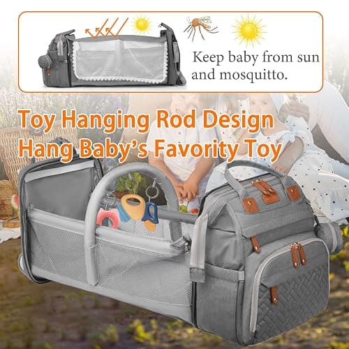 Astro alan Baby Diaper Bags with Changing Station, Waterproof Diaper Bag Backpack for Moms Dads with USB Charging Port, Baby Shower Gifts, Large Capacity diaper backpack, Grey thumbnail 3