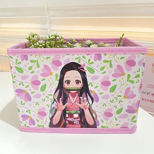 Kerr's Choice Cute Desk Box Slayer Girl Storage Box Room Decor Slayer Girl Keychain Storage Office Supplies Pink Japan Desk Organizer Kawaii Collapsible Organizer Bins Room Decor thumbnail 6