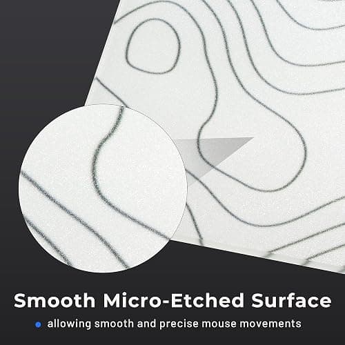 Glass Mousepad for Gaming, White Topographic Hard Gaming Mouse pad, Professional Large Mouse Mat 410mm*310mm, Special Glass Surface with Improved Precision and Speed thumbnail 4