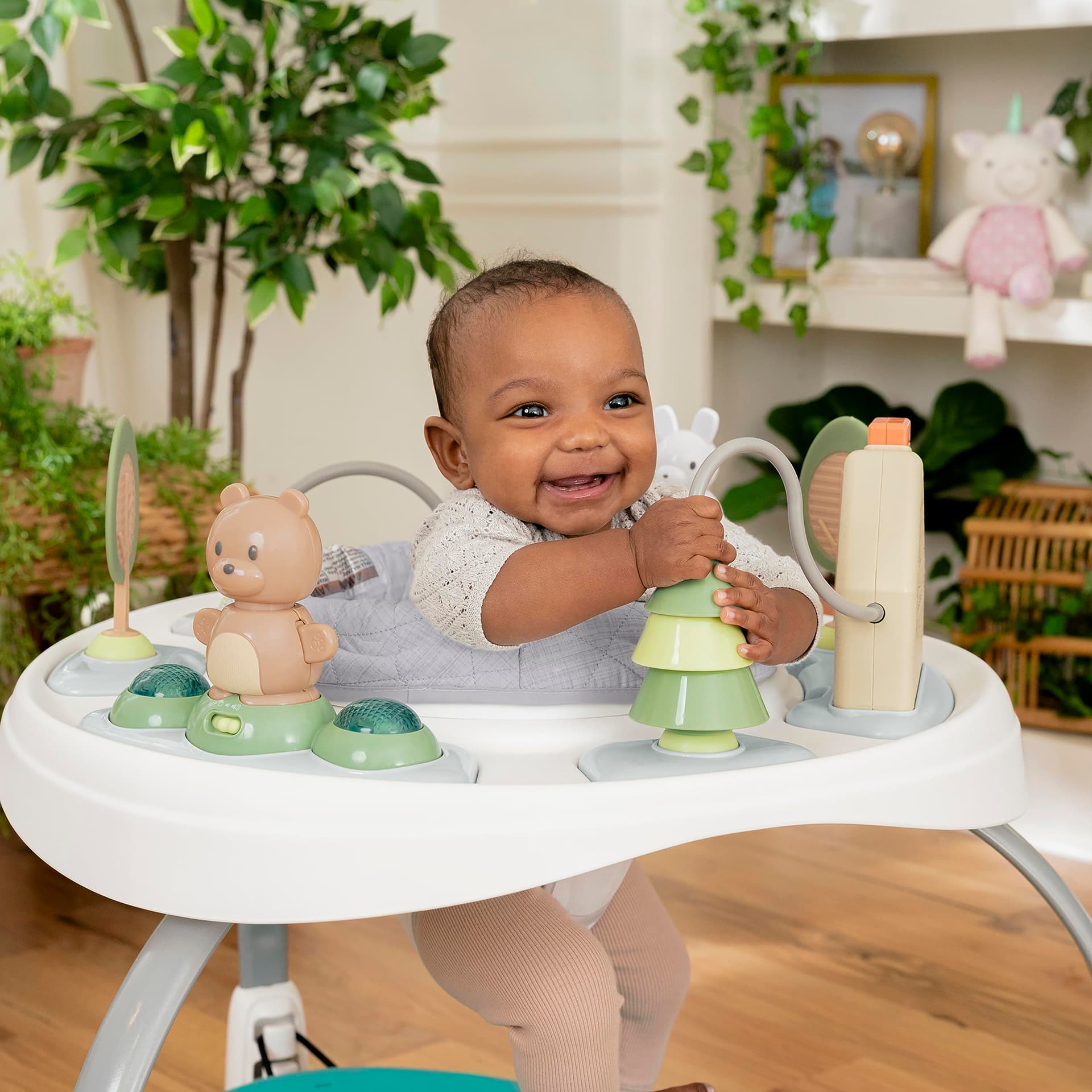 Ingenuity Spring & Sprout 2-in-1 Baby Activity Center Jumper and Table with Infant Toys - Ages 6 Months +, First Forest thumbnail 14