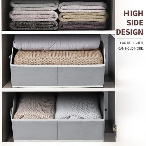 Homsorout Large Storage Bins Baskets - 6 Pack Closet Storage Cubes, Fabric Baskets for Organizing, Cube Organizer Bins with Handles, Foldable Boxes for Clothes, Towels, Grey thumbnail 7