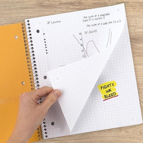 Five Star Spiral Notebook + Study App, 1 Subject, Graph Ruled Paper, 8-1/2" x 11", 100 Sheets, Fights Ink Bleed, Water Resistant Cover, Fire Red (620000D) thumbnail 4