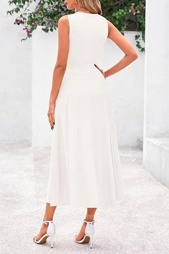 PRETTYGARDEN Spring Casual Dresses for Women 2026 Summer Business Work Midi Sleeveless A Line Pleated Cocktail Dress thumbnail 2