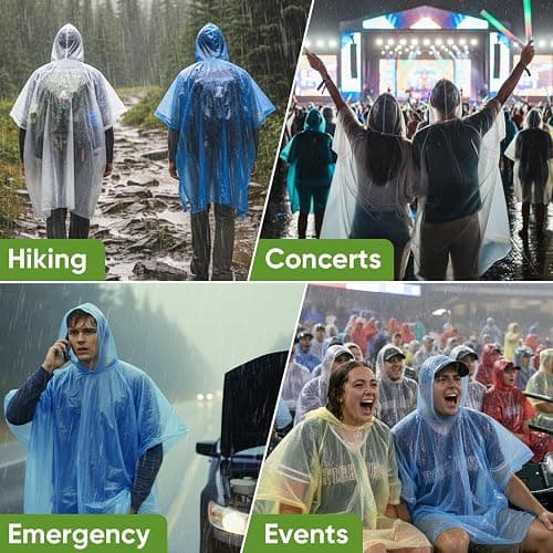 APEXUP Disposable Rain Ponchos for Adults, 5PK/10PK/50PK Emergency Rain Poncho for Camping Hiking Travelling thumbnail 8