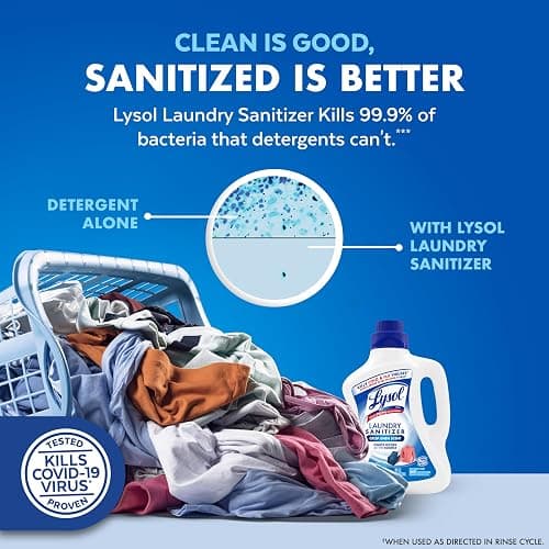 Lysol Laundry Sanitizer Additive, Bacteria-Causing Laundry Odor Eliminator, Detergent Additive, Crisp Linen, 90oz thumbnail 3