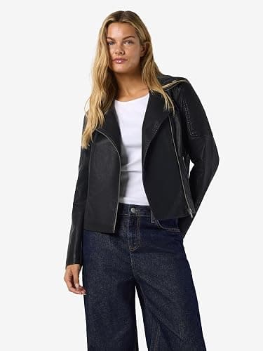 NOISY MAY Veste en Simili Cuir pour Femme Veste de Motard Veste de Transition Manches Longues Chemise Veste en PU NMREBEL thumbnail 7