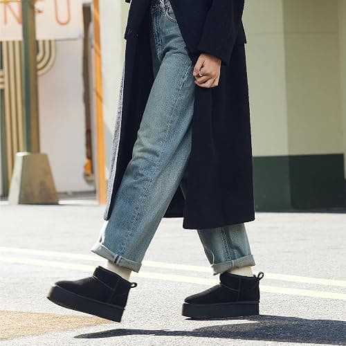DREAM PAIRS Platform Mini Boots for Women Suede Genuine Leather, Classic Winter Ankle Snow Boots with Memory Foam Insole Lightweight Anti-Slip Outsole FuzzyClassic thumbnail 2
