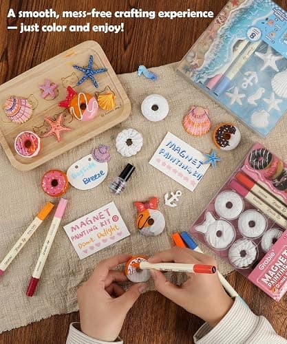 Grabie Magnet Painting Kit, DIY Fridge Magnets, Donut Delight | Includes 5 Dual-Tip Markers, Create Refrigerator Magnets, Fun Arts & Crafts Activity, Stress-Relieving Craft Gift thumbnail 5