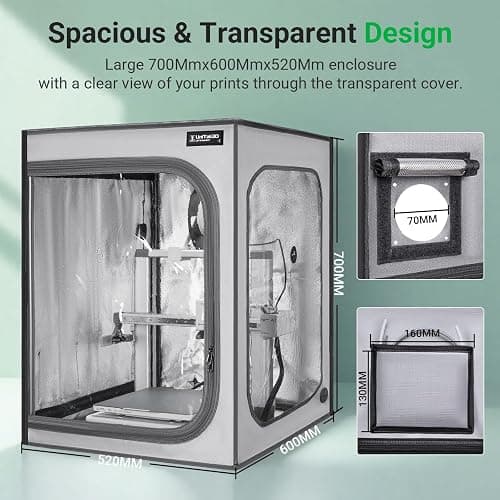 3D Printer Enclosure for Bambu Lab A1/A1 Mini-Large Fireproof&Dustproof 3D Printer Cover with Constant Temperature Control, Noise Reduction and LED Light for Home/Office DIY 3D Printing,520x600x700mm thumbnail 2
