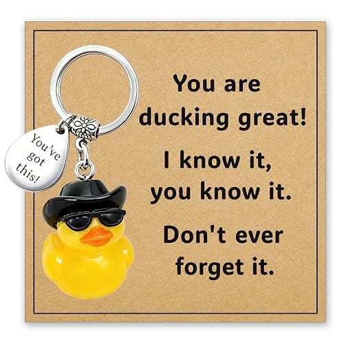 Virelle Encouragement Duck Keyring Good Luck Charm for Exams – You’ve Got This Small Duck Keychain Thoughtful Sentimental Gift for Women Students - Image 1