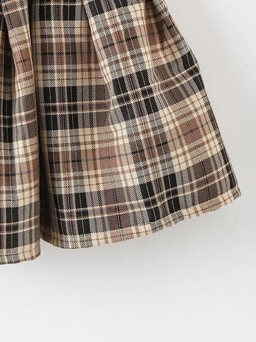 OYOANGLE Girl's 3 Piece Outfits Fall Winter Plaid Skirt Outfits Cute Preppy Sweatshirt Top and Plaid Skirts and Bag Sets thumbnail 3