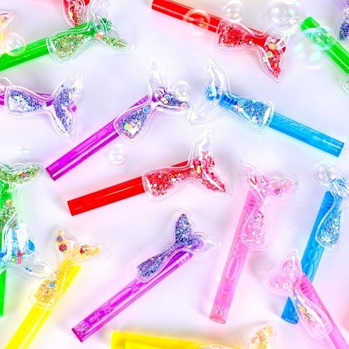 24PCS Glitter Mermaid Tail Bubble Wands for Kids Mermaid Party Favors Decorations Supplies, Mermaid Party Pinata Stuffer, Goodie Bags Filler, School Classroom Prizes thumbnail 5